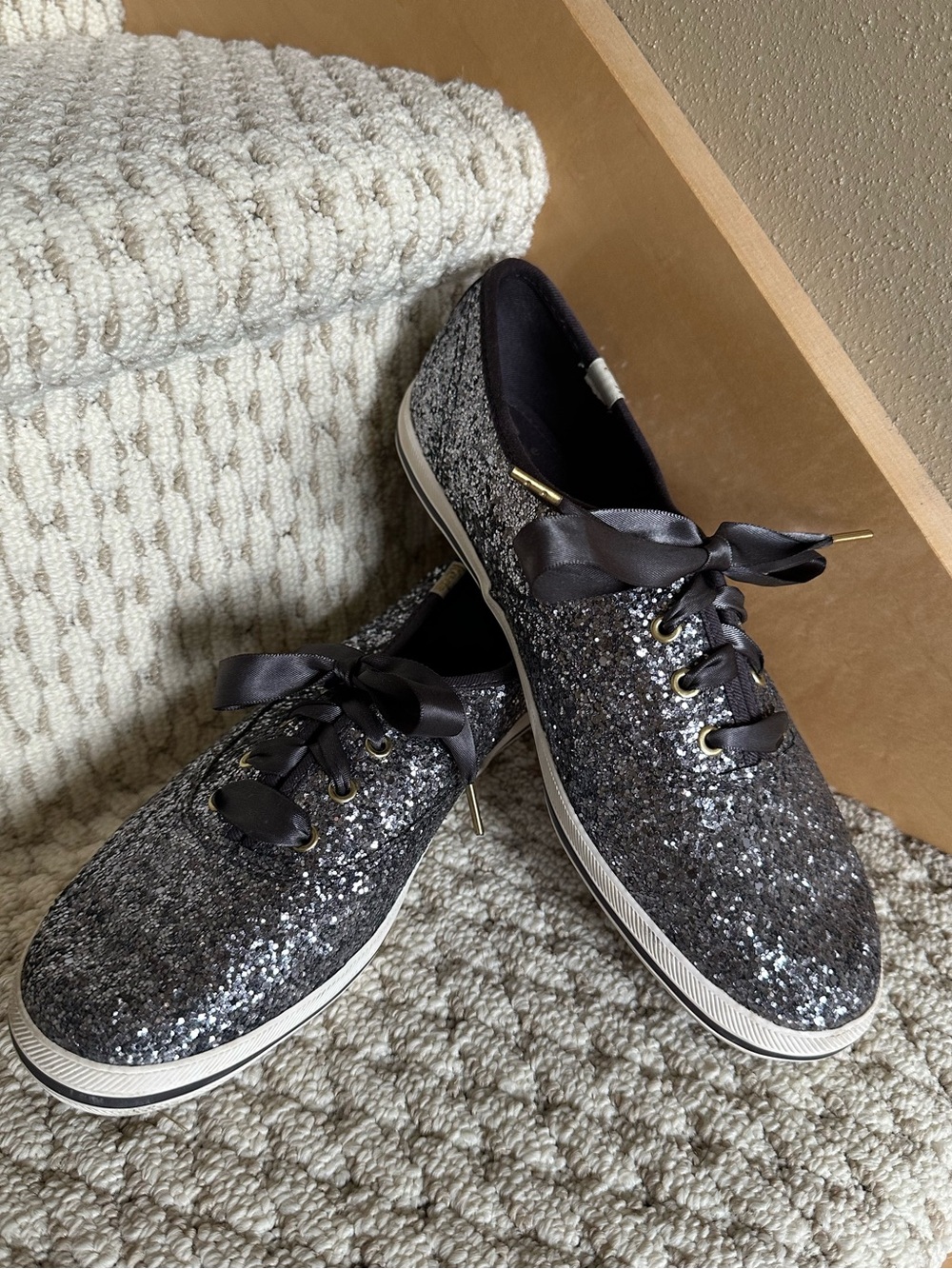 Keds for Kate Spade Silver Glitter Sneakers
